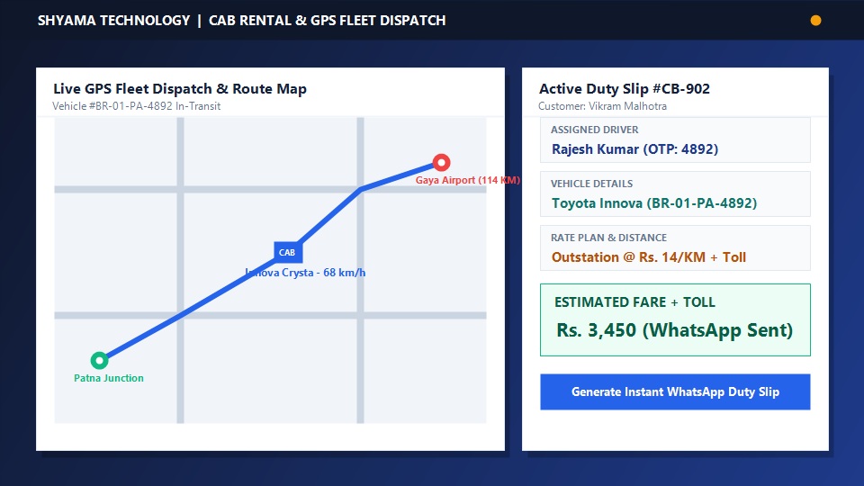 Cab Rental and Taxi Fleet Management Software dispatch dashboard